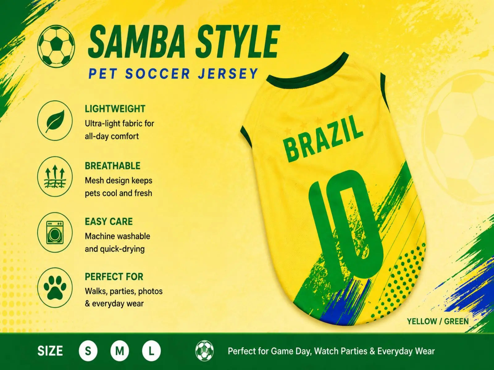 Pet Soccer Jersey for Small to Medium Dogs and Cats - Stylish Game Day Sports Apparel