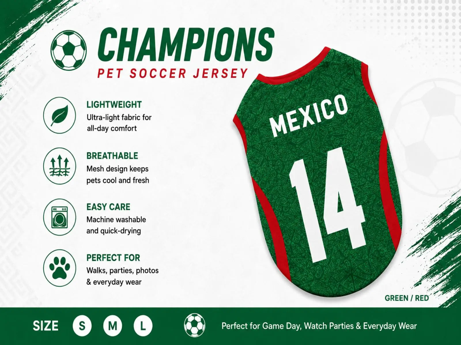 Pet Soccer Jersey for Small to Medium Dogs and Cats - Stylish Game Day Sports Apparel